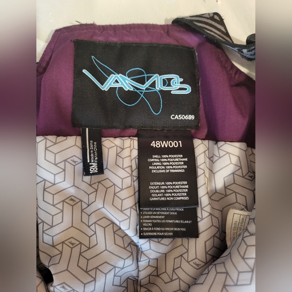 Vamo's Kids Purple Snowpants, Size 18 Months - Picture 4 of 5